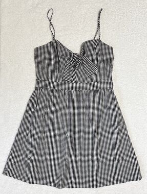 Potter’s Pot Dress Women's L Gingham Checkered A-line Sleeveless Tie Front